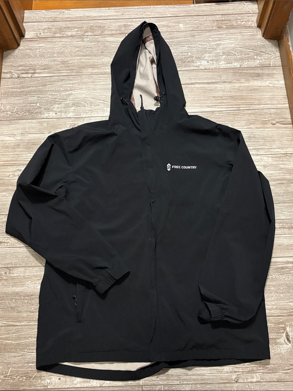 Free Country Black Hooded Rain Jacket